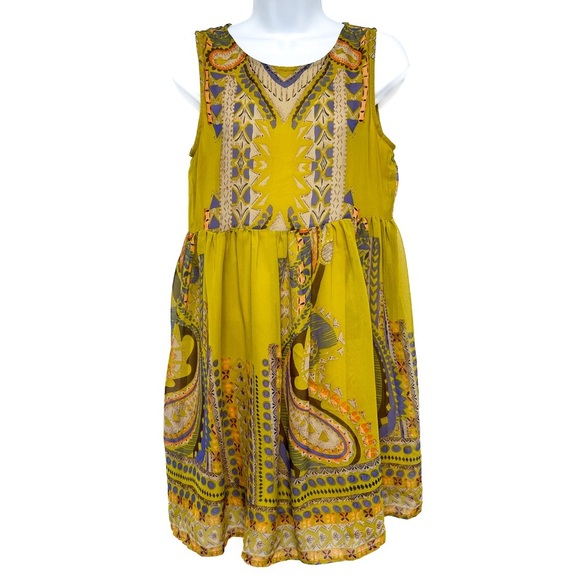 Altar’d State Paisley Print Boho Chic Babydoll Chiffon Sleeveless Dress - Picture 2 of 9